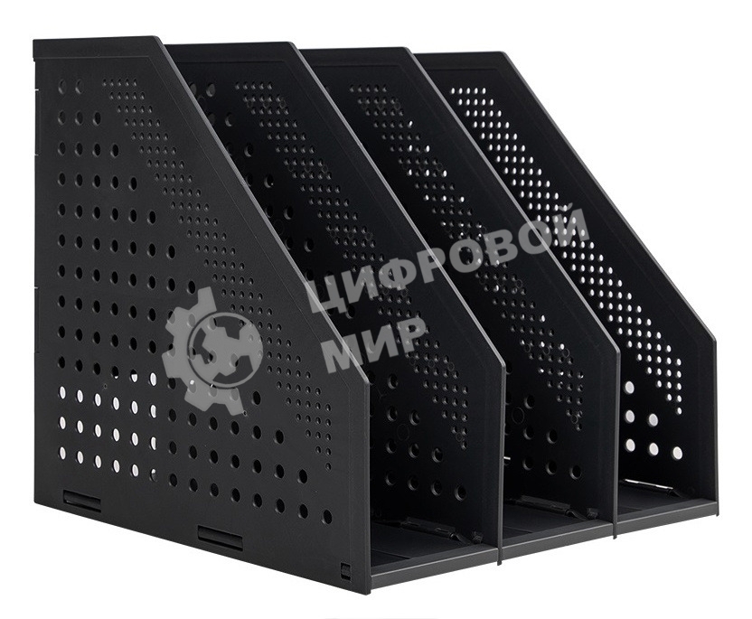 Лоток вертикальный Deli 78995DK-GREY 3 отд. складной для бумаг A4 250х256х243мм темно-серый, пластик
