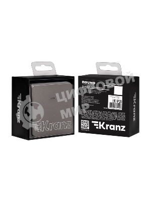 Выключатель Kranz ROUND 1 кл проходной (переключатель) с подсветкой 10А с/у титан