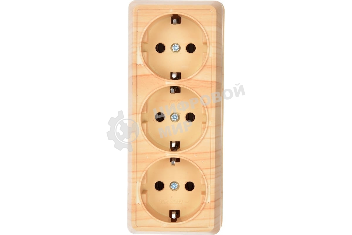 Розетка 3-м ОП Октава 16А РС23-3-ОС с заземл. сосна IEK ERO31-K03-16-DC