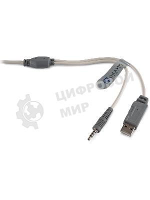 Гарнитура Oklick HS-L300G белый, проводная, 3.5 мм, подсветка