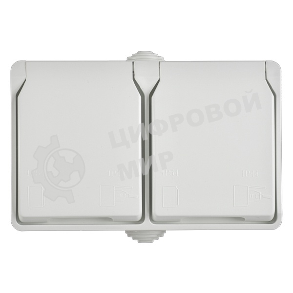 Розетка 2-я IEK ERS22-K01-16-54-DC ОП Форс РСб22-3-ФБ 16А IP54 с заземл. защ. шторки белый