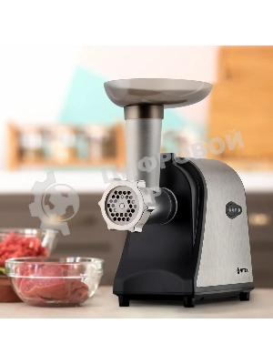 Мясорубка электрическая Vitek VT-3636 серебристый, 1700 Вт, 1.7 кг/мин, реверс, насадки - 4
