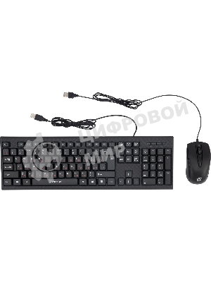 Комплект клавиатура+мышь Oklick 630M проводной, USB, 1600 DPI, чёрный