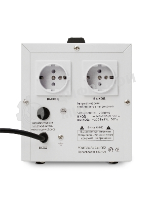 Стабилизатор напряжения Powerman AVS 2000D (2000ВА,15А,КПД 98%,циф. индикация вх./вых. напряж.) белый