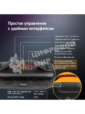 Колонка портативная Digma D-PS1531 черный/черный 40W 2.0 BT 10м 3000mAh