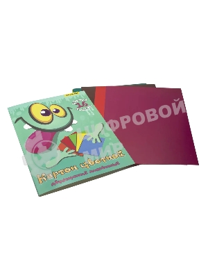 Картон цветной Silwerhof двусторонный мелованный, 16л. 16цв. A4 Монстрики папка