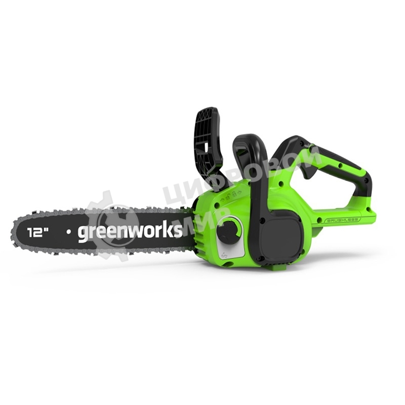 Цепная пила аккумуляторная GreenWorks GD24CS30K4, 24V, 30 см, бесщеточная, c АКБ 4 А·ч и ЗУ (2007007UB)