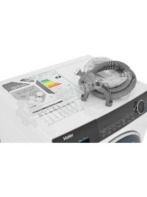 Стиральная машина Haier HWD80-BP14979 белый, загрузка фронтальная 8 кг, 5 кг - сушка, 1400 об/мин, класс: B
