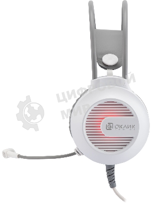 Гарнитура Oklick HS-L300G белый, проводная, 3.5 мм, подсветка