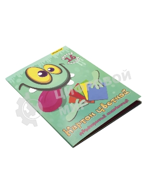 Картон цветной Silwerhof двусторонный мелованный, 16л. 16цв. A4 Монстрики папка