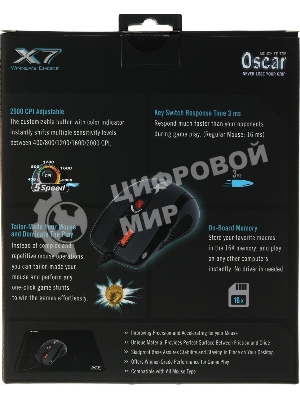 Мышь проводная + коврик A4Tech X-7120 черный, 2000 dpi, USB, кнопки - 7