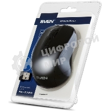 Мышь беспроводная SVEN RX-270W черный, 1600 dpi, радиоканал, USB, кнопки - 4