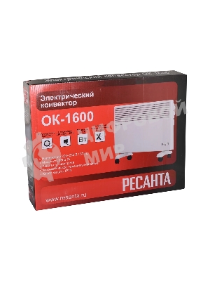 Конвектор электрический Ресанта ОК-1600 белый, 1600 Вт, 20 м2, термостат