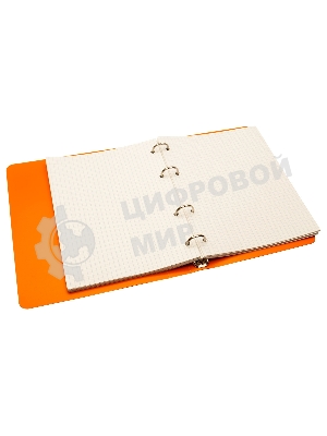 Тетрадь на кольцах Silwerhof 80л. клет. A5 пластик кольца оранжевый