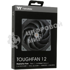 Вентилятор для корпуса Thermaltake TOUGHFAN 12 черный, 120 мм, 2000 об/мин, 22.3 дБ, 4 pin
