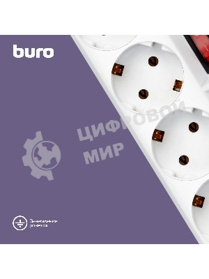 Сетевой фильтр Buro 500SH-1.8-SW-W 1.8 м, 5 розеток, белый, коробка