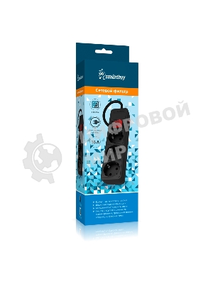 Сетевой фильтр 16А, 3500 Вт, 3 гнезда, без з/ш, с з/к, ПВС 3x1.0, 1,8 м, черный (SBSP-3-18-K)