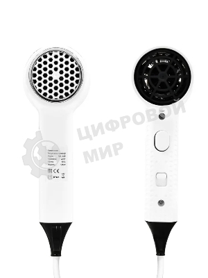 Фен Puff 1201B белый, 1200 Вт, с доп. розеткой