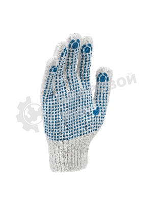 Перчатки трикотажные Сибртех х/б, 200 пар, ПВХ точка, 6 нитей, 10 класс