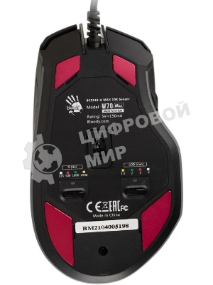 Мышь проводная A4Tech Bloody W70 Max черный, 10000 dpi, USB, кнопки - 9