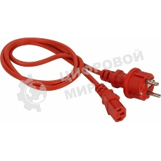 Шнур питания LANMASTER C13-Schuko прямая, 3х0.75, 220В, 10А, красный, 7 м.