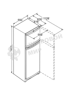 Холодильник Liebherr CTE 2531-26 001 белый двухкамерный 189/44л морозилка сверху