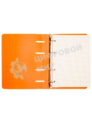 Тетрадь на кольцах Silwerhof 80л. клет. A5 пластик кольца оранжевый