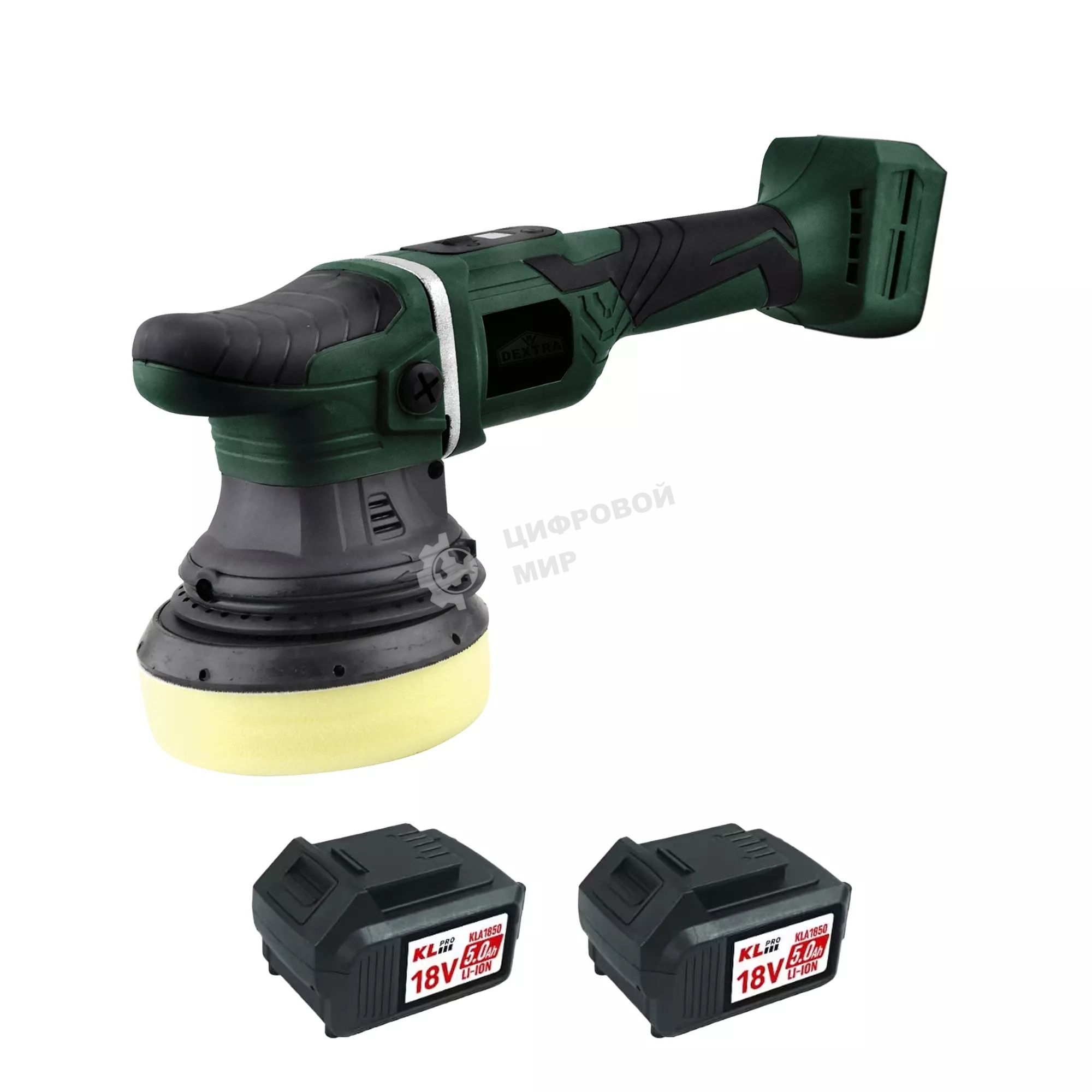Профессиональная полировальная машина бесщеточная KLPRO KLPS18B-50 125мм (18В, Li-ion-2шт, 5.0А·ч, З/У - 4А, сумка)