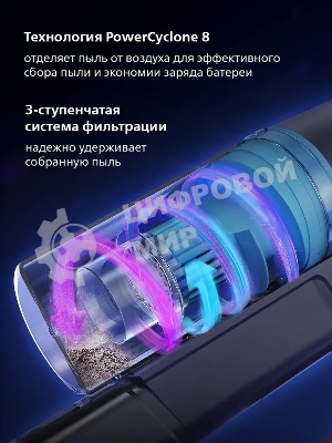 Пылесос вертикальный Philips XC3133/01 черный, питание от аккумулятора, уборка сухая/влажная, пылесборник 0,4 л