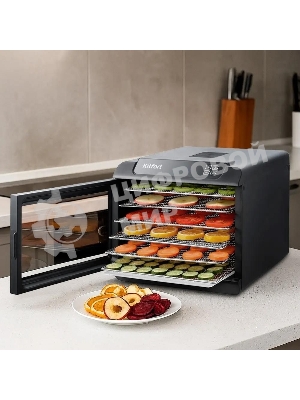 Сушилка для овощей и фруктов Kitfort КТ-1904 6под. 500Вт черный