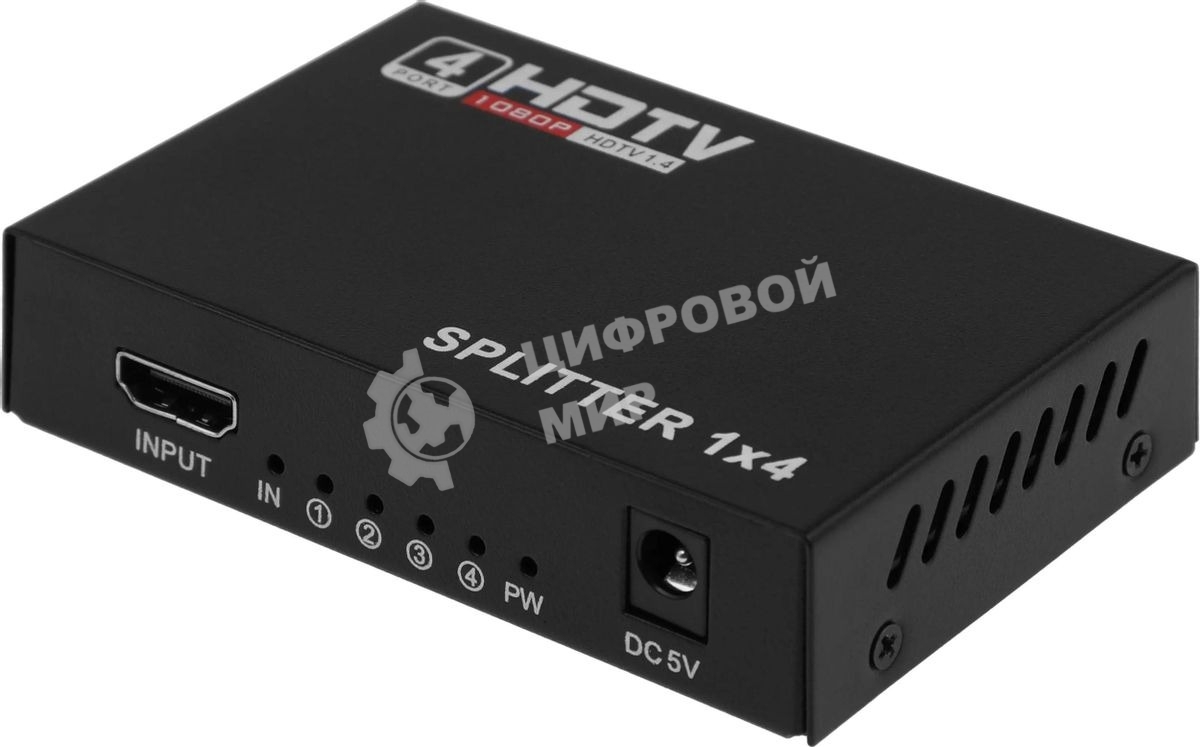 Сплиттер аудио-видео Premier 5-872-4 HDMI (f)/4xHDMI (f) черный