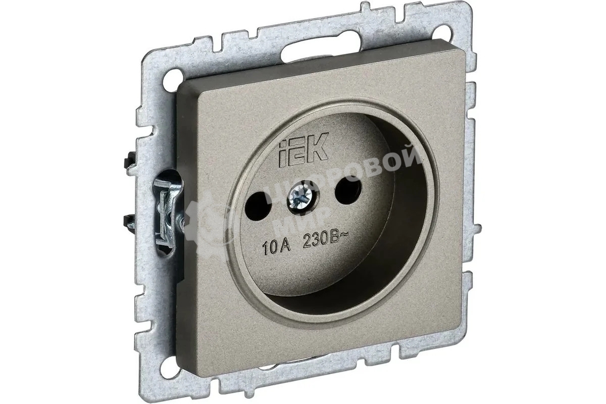 Розетка 1-местная IEK BRITE РС10-1-0-БрШ (BR-R10-10-K37) 10А, без заземления, без защитных шторок, шампань