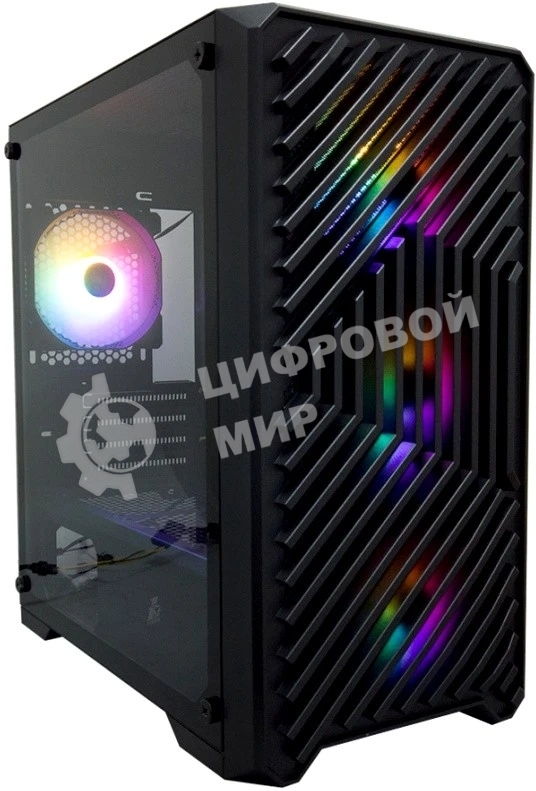 Компьютерный корпус 1STPLAYER TRILOBITE T5 черный mATX, TG 4x120мм LED fans inc. T5-BK-4F1