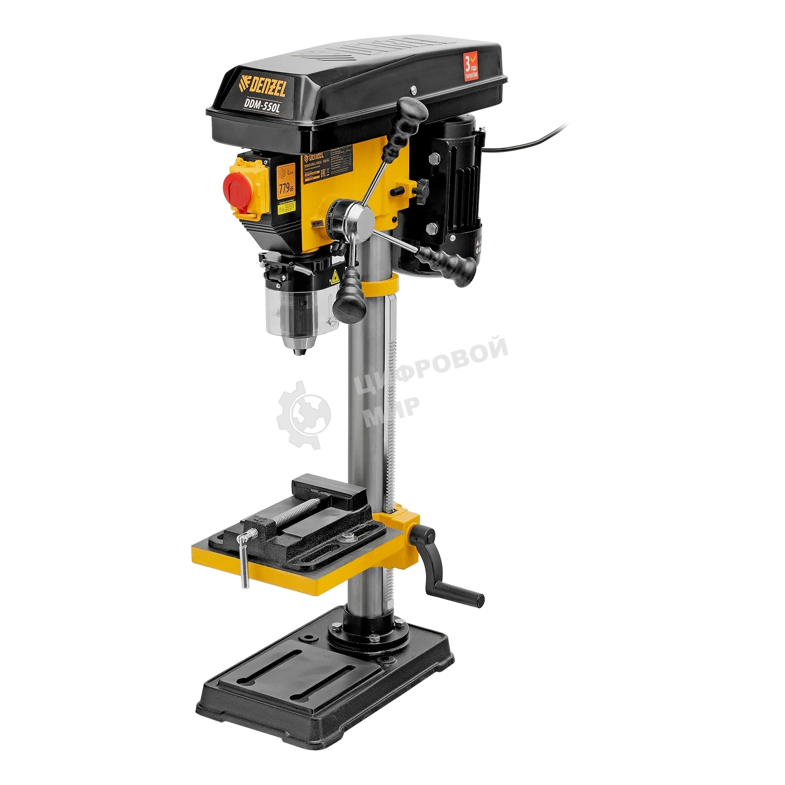 Станок сверлильный Denzel DDM-550L, 550 Вт, 16 мм, 12 ск., лазер, настольный