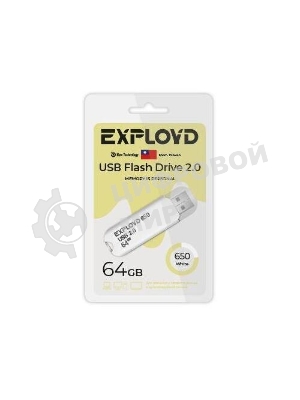 Флешка USB Exployd 650 White (EX-64Gb-650-White), 64Gb, USB 2.0, R/W 15/8, белый