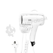 Фен Puff 1201B белый, 1200 Вт, с доп. розеткой