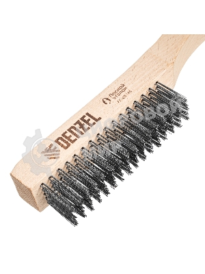 Щетка зачистная Denzel 5-и рядная, прямая проволока из нержавеющей стали с деревянной ручкой, EFP
