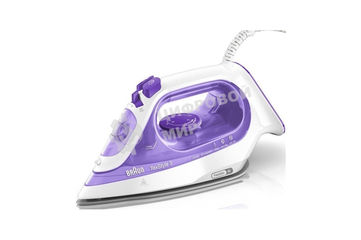 Утюг Braun SI3042VI фиолетовый/белый, 2350 Вт, 45 г/мин, 160 г/мин, 270 мл