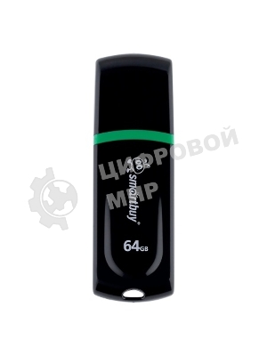Флешка USB SmartBuy Paean Black (SB64GbPN-K), 64Gb, USB 2.0, R/W 25/15, черный/зеленый