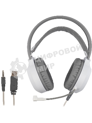 Гарнитура Oklick HS-L300G белый, проводная, 3.5 мм, подсветка