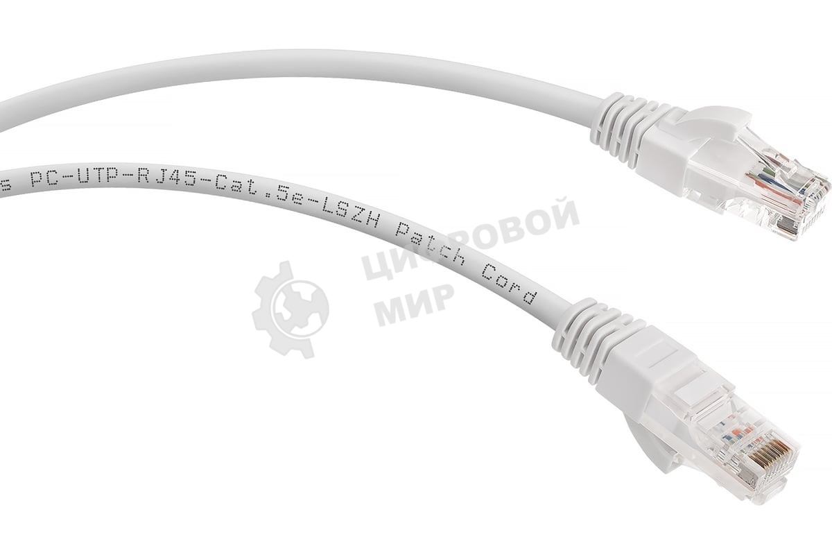 Шнур комм. Cabeus, кат. 5е, неэкр., U/UTP, RJ45/RJ45, LSZH, AWG24, 0.15м, белый