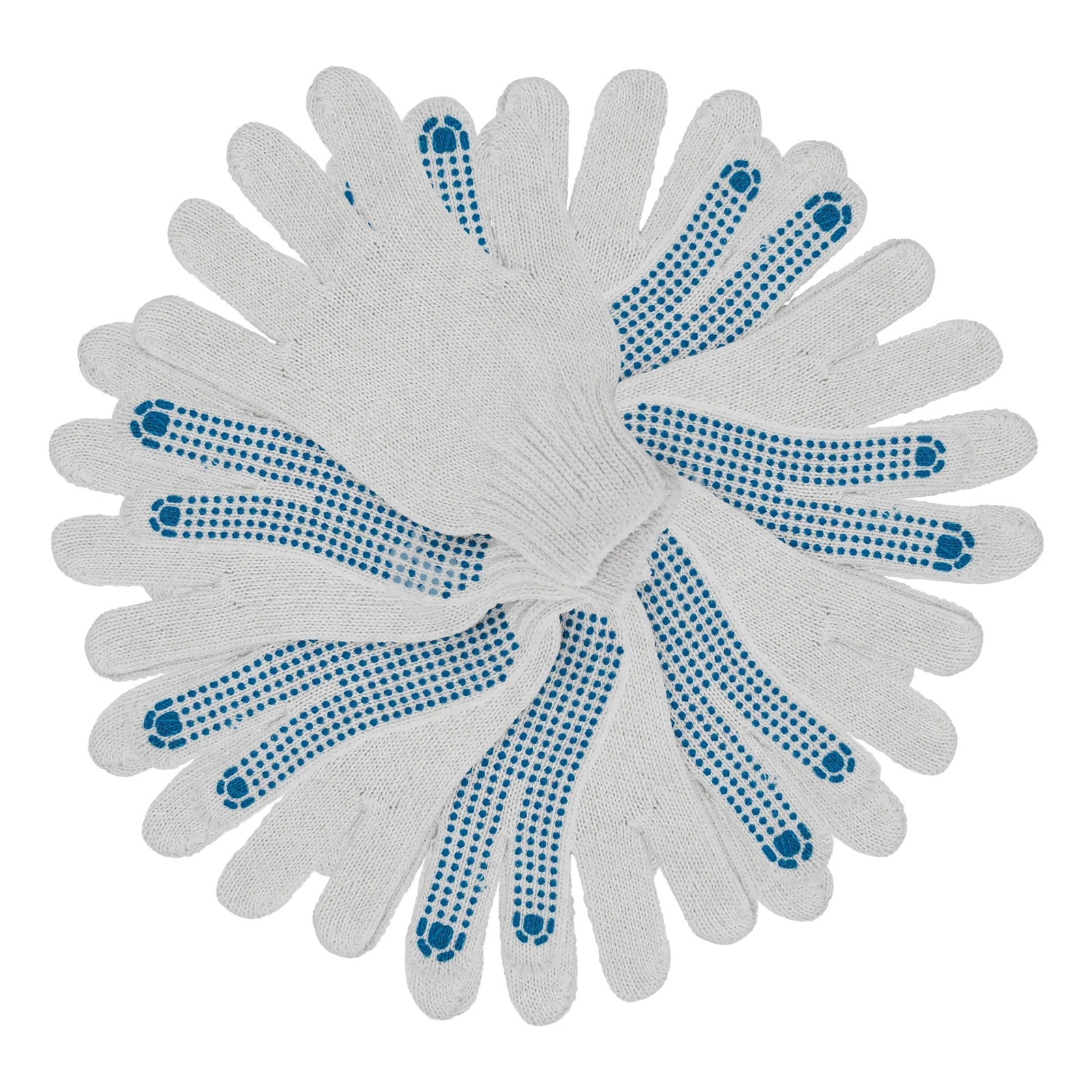 Перчатки трикотажные Сибртех х/б, 200 пар, ПВХ точка, 6 нитей, 10 класс