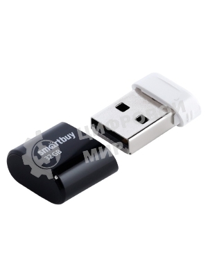 Флешка USB Smartbuy LARA Black (SB32GbLARA-K), 32Gb, USB 2.0, R/W 15/5, черный/белый