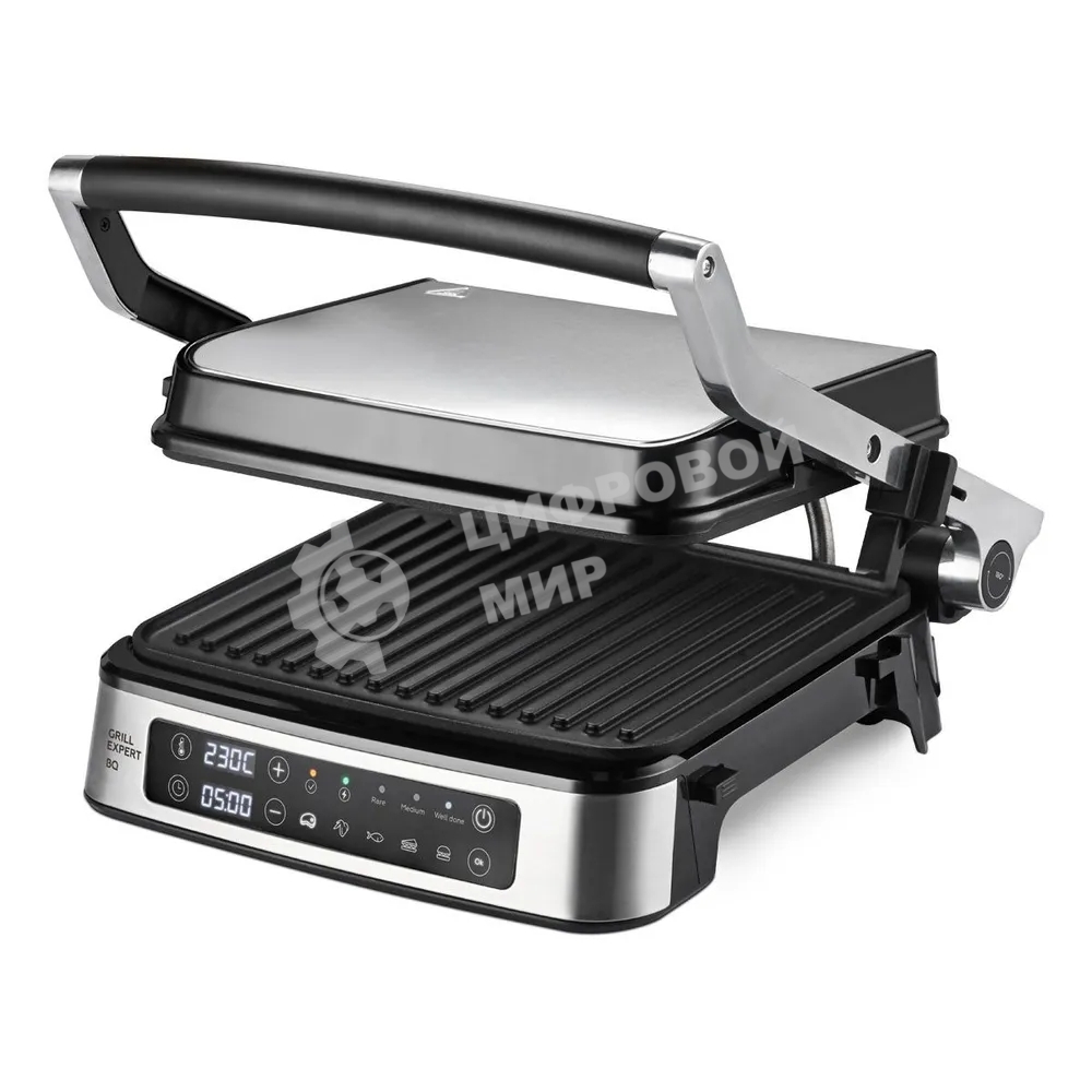 Гриль электрический BQ GR1008 Metallic Gray. Мощность:2200 Вт, Съемные пластины, Сенсорное управление, Две съемные пластины из литого алюминия с антипригарным покрытием, 5 автоматических режимов и возможнсть индивидуальной настройки, Крышка прибора открывается на 180 градусов, увеличивая рабочую поверхность в 2 раза для приготовления блюд барбекю, Регулировка высоты верхней пластины в зависимости от толщины продукта