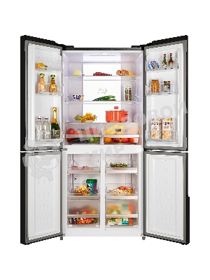 Холодильник Nordfrost RFQ 510 NFGB черный трехкамерный инвертер 286/141 л морозилка снизу, No Frost, Side by Side