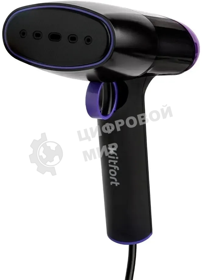 Отпариватель Kitfort КТ-9114 черный/фиолетовый, 1500 Вт, 20 г/мин, 110 мл