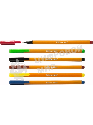 Набор ручек капиллярных Silwerhof, ассорти чернила, индивидуальный пакет с европодвесом (6шт) игловидный пишущий наконечник, линия 0.4мм, треугольная