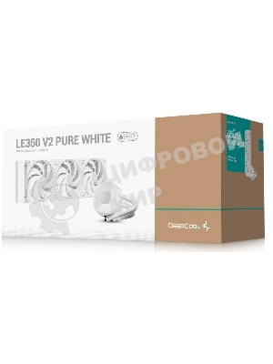Система водяного охлаждения Deepcool LE360 V2 Pure Soc-AM5/AM4/1200/1700/1851 белый 4-pin 19-31.6dB Al 250W 1554gr Ret (R-LE360PURE-WHLNMD-G-1)