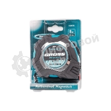 Рулетка Gross Magnetisch, 8 м х 25 мм, обрезин. корпус, автоматич. фиксация, нейлон. покр., магн. зацеп