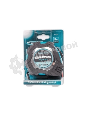 Рулетка Gross Magnetisch, 8 м х 25 мм, обрезин. корпус, автоматич. фиксация, нейлон. покр., магн. зацеп